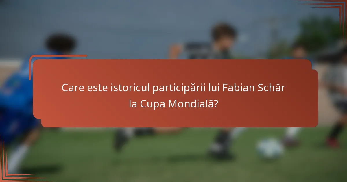 Care este istoricul participării lui Fabian Schär la Cupa Mondială?