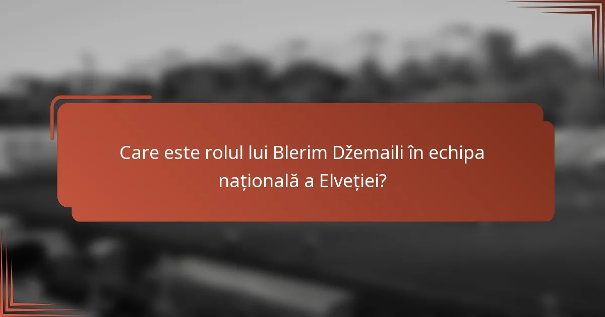 Care este rolul lui Blerim Džemaili în echipa națională a Elveției?