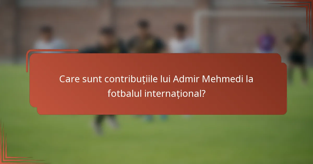 Care sunt contribuțiile lui Admir Mehmedi la fotbalul internațional?