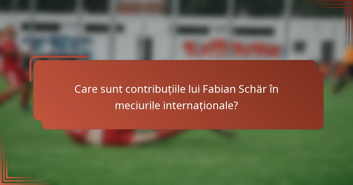 Care sunt contribuțiile lui Fabian Schär în meciurile internaționale?