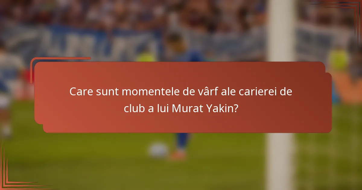 Care sunt momentele de vârf ale carierei de club a lui Murat Yakin?