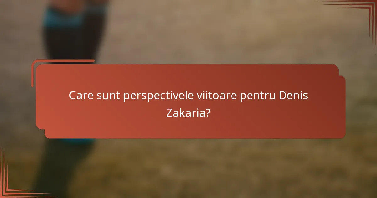 Care sunt perspectivele viitoare pentru Denis Zakaria?