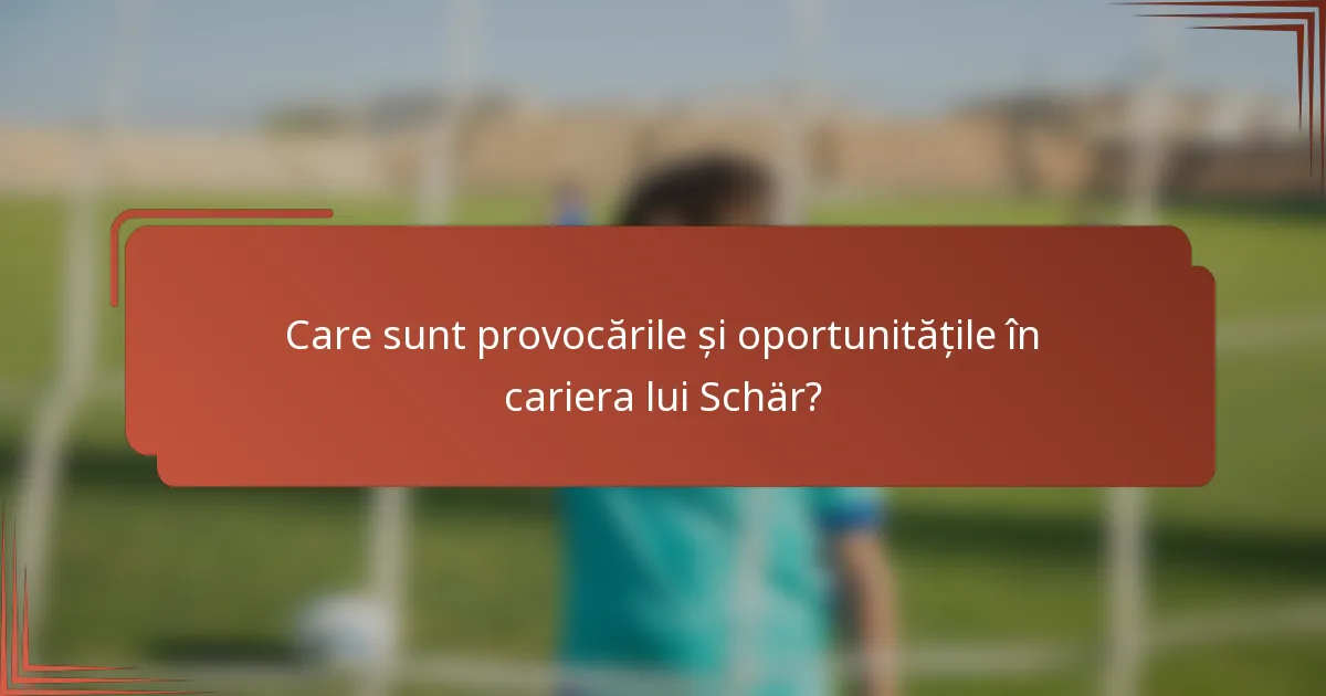 Care sunt provocările și oportunitățile în cariera lui Schär?